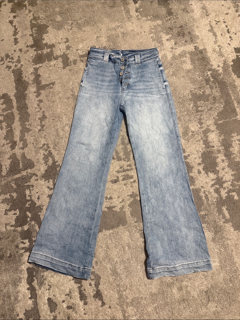 KanCan Light Blue High-Rise Wide Leg Button-Fly Jeans